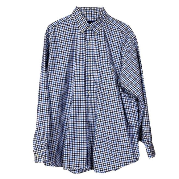 Ralph Lauren Shirt Men’s Collared Button Down Cotton White Blue Plaid Size 2XLB - Picture 1 of 9